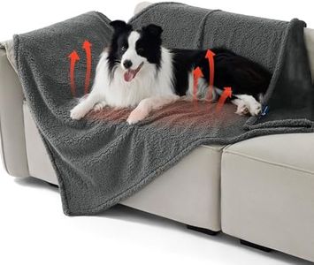 Bedsure Self Warming Blanket for Extra Large Dogs - XL Cat Waterproof Blanket Washable for Couch Protection, Sherpa Fleece Puppy Blanket, Soft Plush Reversible Throw Furniture Protector, 50x60, Grey