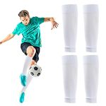 EUPSIIU 2 Pairs Football Sock Sleeves, White Football Socks, Soccer Shin Guards Sleeves, Shin Guard Sock Elastic Durable, football sock sleeves for men, for Football Running Training (white)