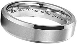 Personalized Men's Brushed Center with Beveled Mirror Edge Ring Custom Engraved Free - Ships from USA