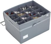 Bins & Things Foldable Shoe Organizers with Dividers - Holds up to 16 Pairs - with Label Holder, Handles, Clear Window Cover - Space-Saving Solution for Closet, Bedroom, Garage - 21''x16.6''x13, Gray