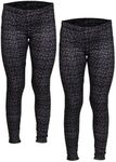 Popular Girl's Solid and Print Active Leggings - 2 Pack - Unicorn and Solid Black - Large