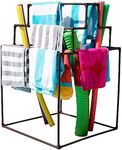 Essentially Yours Pyramid Towel Rack 10 Bar - Dry Wet Towels, Organize Fresh Towels - 36" L x 36" W x 56" H Poolside Towel Storage Organizer, (35.5" W x 35.5" L x 55" H), Brown Style 744125