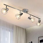 PADMA 4 Way Ceiling Spotlight Fitting Chrome Finish Shades 4×4W E14 LED Bulbs Included, Kitchen Ceiling Lighting Spot Caged Ceiling Lights for Living Room Bedroom Cloakroom