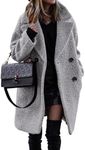 BTFBM Women 2024 Winter Faux Fur Coats Lapel Long Sleeve Fuzzy Fleece Outerwear Button Down Sherpa Jackets Fall Outfits(Solid Light Grey, Medium)