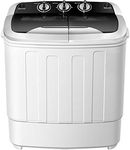 Waterjoy Portable Washing Machine, 13lbs Capacity Twin Tub Mini Washer and Dryer Combo for Apartments, Dorms, RVs, Black and White