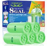 OKKEAI Kitchen Medium Garbage Bags 8 Gallon Biodegradable Kitchen Trash Bags 30 litres Wastebasket Bin Liners for Home Office, Lawn,Bathroom Fits 7-10 Gallon Bins,Green 60 Counts