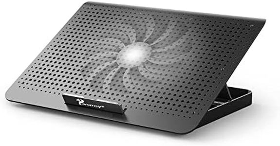 Proffisy Aluminum Laptop Cooling Pad with One Big Quiet Cooling Fan, Laptop Cooler Stand with 7 Height Adjustable, Notebook Cooler pad for Laptop 17 15.6 14 13 12 Inch Two USB Ports (Black)