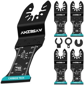 AMZBSAW 5 PCS Carbide Oscillating Tool Blades, Professional Multi Tool Blades Kits for Bolts Screws Hard Material Metal Nails Drywall, Multitool Blades Fit Dewalt Bosch Milwaukee Ryobi