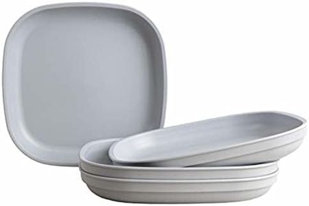 Re-Play Made in USA 9" Heavy Duty Dining Plates | Virtually Indestructible Eco Friendly Recycled Polypropylene Plastic |BPA Free| Dishwasher Safe|Perfect for On The Go or at Home Dining| Grey (4pk)