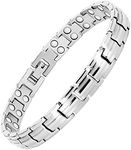 Feraco 2X Strength Magnetic Bracelets for Women Titanium Steel Magnetic Bracelet with Double Rows Ultra Strong Gauss Magnets, Jewelry Gifts, Metal, no gemstone