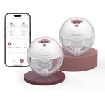 Momcozy M5 Smart Breast Pump, APP Controlled Wearable Hands‑Free Electric Pump, 3 Modes 9 Suction Levels, Portable Lightweight Pump, 24mm Flange, 2 Count, Cozy Red