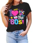 MEESHEEP 80s T Shirts for Women I Love The 80s Shirt Short Sleeve Retro Fancy Dress Party Tops Black