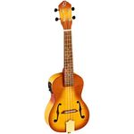 Ortega Guitar Concert Ukulele electro-acoustic - Custom Built Series - Violin Look - includes Gig Bag - Flamed Maple, Okoume (RUSL-HSB)