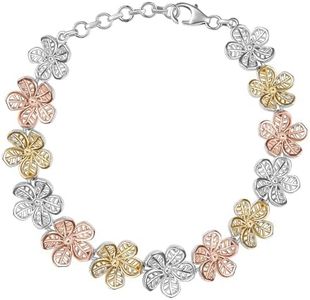 SHOP LC DELIVERING JOY Floral Bracelet in 18K Vermeil YRG and Rhodium Over Sterling Silver 6.50 In 11.50 Grams Christmas Gifts