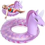 Zuimei Unicorn Inflatable Pool Floats for Kids, PVC Pool Float Inflatable Pool Rings with Glitter Swimming Pool Float Toy Inflatable Swimming Ring for Summer Pool Water Party (5-9 Years Old)