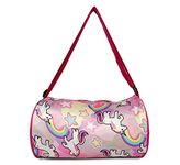 ANNACREATIONS Stylish Unicorn Synthetic Duffle Sports Dance Gymnastics Sports Gym Bag, Kids Travel Bag For Girls (Style 2) Pink - 20.5 Cm