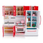 Gourmet Red Kitchen Mini Toy Playset w/ Lights and Sounds, Perfect for 11-12" Dolls