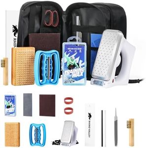 Ski Snowboard Tuning and Waxing Kit, 13PCS Ski Wax Kit with 120V Waxing Iron, Snowboard Repair Kit Tuning Equipment with Universal Wax, Scraper, Ptex, Brush, Heavy Duty Carry Case, Black