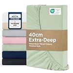 Bedsure Super King Fitted Sheet Deep - Bed Sheets Extra Deep Pocket 16 Inches (40 cm), Soft Brushed Microfiber for Super King Bed, Sage Green, 180x200cm