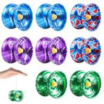 Lotvic 8 Pcs Metal Yoyo, Responsive Yoyo for Kids Beginners, Trick Yoyo Ball with Sturdy String, Stable Professional Yoyo, Multipack Colorful Alloy Yoyo for Kids Party Favors (Packaging Color Random)