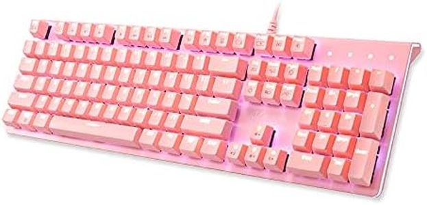 i-rocks K75M Mechanical Keyboard - 104 Keys - with Cherry MX Brown Switches, PBT Keycaps, Backlit LED Light and Shortcut Keys - Programmable Light & Macro Recorder (Pink)