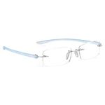 Read Optics Reading Glasses 2.0, Non Prescription Eyewear, Rim Free Design in Silver & Blue, Lightweight Stylish Specs