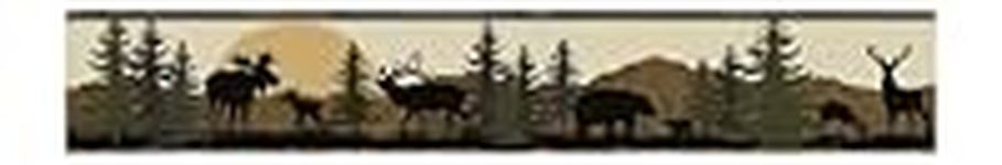 RoomMates York Wallcoverings Lale Forest Lodge Scenic Silhouette Border, Browns