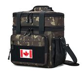 Extra Large Expandable Tactical Lunch Bag for Men, Durable Insulated Leakproof Lunch Box, Heavy Duty Cooler Bag with Adjustable Shoulder Strap for Work Outdoor Picnic Travel Office, Black Camo, 25L