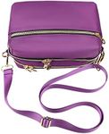 YANAIER Crossbody Bag for Women Multi-Zipper Pocket Shoulder Bag Messenger Bag Waterproof Nylon Crossbody Purse Handbag Purple