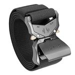 JUKMO Tactical Belt, Military Hiking Rigger 1.5 inch Nylon Web Work Belt with Heavy Duty Quick Release Buckle (Black, Large)