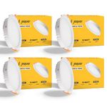 Jaquar 15W Areva Prime Round Downlight with Aluminum housing | 5 Year Warranty | Cool White (6500k) Sleek Backlit Design | Recessed Mounted False Ceiling | 105 mm Cutout |120x28 mm (Pack 4)