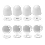 8Packs Universal Toilet Bolt Caps, Round Plastic Push-On Toilet Bowl Bolt Caps Covers, with Extra Washers for Easy Installation, 1.44 Inch Height, White Color