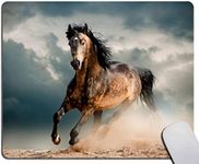 Safari Horse Mouse Pad, American Western Animals Horse Running in dust Rectangular Mouse Pad, Non-Slip Rubber MousePads for Office Home Laptop, 7.9"x9.5"x0.12" Inch