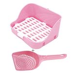 kathson Rabbit Litter Box Bunny Toilet Pet Potty Trainer Guinea Pig Litter Bedding Pan for Adult Rabbits,Chinchillas, Guinea Pigs, Ferrets (Pink)