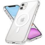 JETech Magnetic Case for iPhone 11 6.1-Inch Compatible with MagSafe Wireless Charging, Shockproof Phone Bumper Cover, Anti-Scratch Clear Back (Clear)