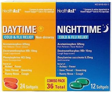 HealthA2Z® Daytime and Nighttime | Cold & Flu Medicine | Powerful Multi-Symptom Daytime and Nighttime Relief (24 Daytime & 12 Nighttime Softgels) (Daytime & Nighttime Combo (36 Count Pack of 1))