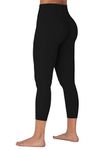 Sunzel Sunzfly Capri Leggings with Hidden Butt Scrunch, High Waisted Workout Running Cropped Yoga Pants with Tummy Control 21" Black Small