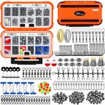 PLUSINNO 253pcs Fishing Accessories Kit, Fishing Tackle Box with Tackle Included, Fishing Hooks, Fishing Weights, Spinner Blade, Fishing Gear for Bass, Bluegill, Crappie…