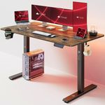 ARTIKEL Multi-Purpose Electric Height Adjustable Table DIY|Sit Stand Gaming Desk|80Kg Wt Lift|Cup Holder Headphone Hook Cable Wire Management|Home & Office|110X60Cm Vintage Brown