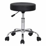 NGFC Adjustable Rolling Stool | Padded Swivel Seat with Chrome Base | Doctor Stools for Clinic, Home & Office | Ergonomic Height Adjustable Chair | Black