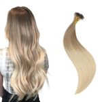 XDhair U Tip Hair Extensions Human Hair 50 Strands 40g 16inch Ombre Ash Brown to Platium Blonde Hair Extensions Keratin Fusion Hair Extensions #8/60 16inch