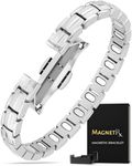 MagnetRX® Magnetic Bracelets for Women — EllipseMAX 5X Strength 5,000 Gauss Magnets — Designed in USA & PATENT PENDING — Premium Titanium Womens Magnetic Bracelet & Adjustable Length (Silver)