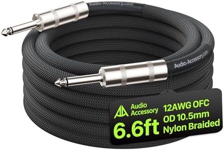 AA AUDIO ACCESSORY Speaker Cable 1/4 Inch 6.6ft, True 12AWG OFC, OD 10.5mm, Kevlar-Reinforced Nylon Braided Speaker Cord, Triple Shielded for Noiseless Audio, for Electric Guitar Amp, PA Sound System