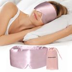 DEMPROS Mulberry Silk Sleep Mask, Luxury Eye Mask for Sleeping for Women Men with Adjustable Band, Eye Sleeping Cover with Soft Pressureless Blackout Design in Large Size for Back and Side Sleepers