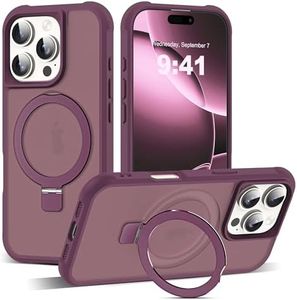 SKYLMW Compatible with iPhone 16 Pro Case with Invisible Magnetic O-Ring Stand Military-Grade Translucent Case for iPhone 16 Pro 6.3" [Compatible with Mag-Safe][Great Grip Feeling], Wine Red