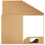 WAIZHIUA 12Pcs A4 File Folder Kraft Paper Business Project Folder Single Insert Folder Business Report Presentation Holder Square Cut Folders with Cards Slot Pockets for Office School Home Meeting