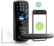 ULTRALOQ UL3 BT 2nd Gen Smart Lock (Black) + WiFi Bridge, 5-in-1 Keyless Entry Electronic Door Handle with Bluetooth, Biometric Fingerprint and Touch Digital Keypad
