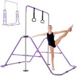 Gymnastic Bars, Folding Horizontal Bars with Rings, Adjustable Height Junior Training Bar Gymnastics Equipment for Home