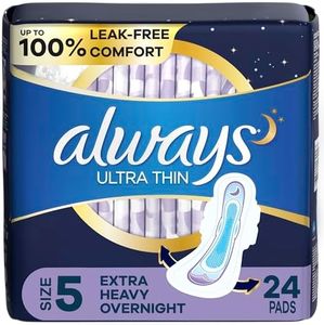 Always Ultra Thin Extra Heavy Overnight Pads, 24 Count