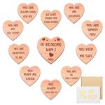 Queekay 10 Reasons Why I Love You Hearts Wooden Set Wedding Gifts Romantic Love You Gifts for Her Him Elegant Bow Gift Boxes Card for Valentines Wedding Anniversary Birthday Favor